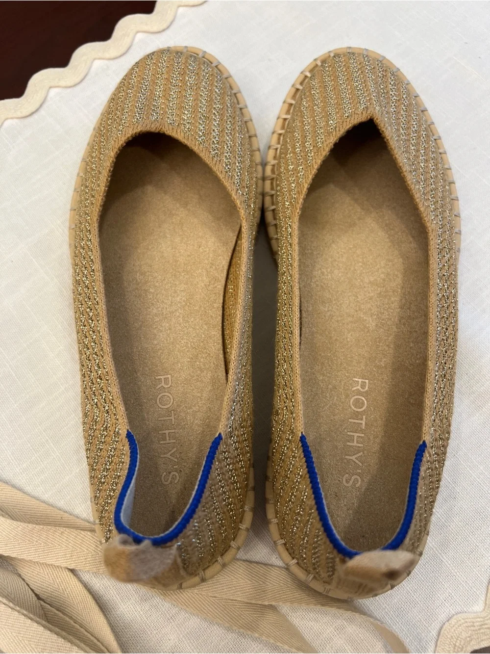 Rothy's Gold Knit Espadrille Slip-On Flats Woman’s 8